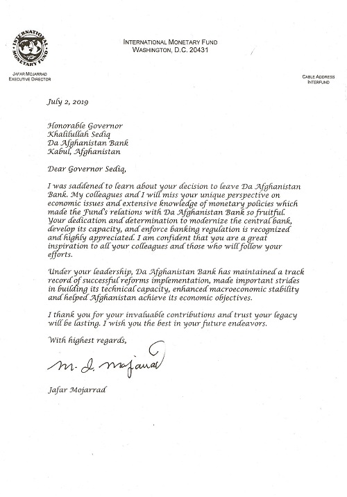 Letter From Executive Director - IMF To DAB