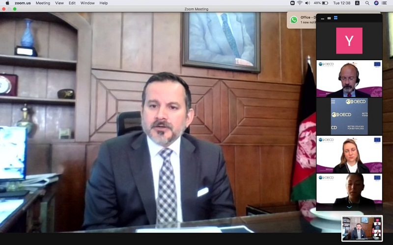 اشتراک سرپرست د افغانستان بانک طی جلسه آنلاین سازمان همکاری و توسعه اقتصادی (OECD)