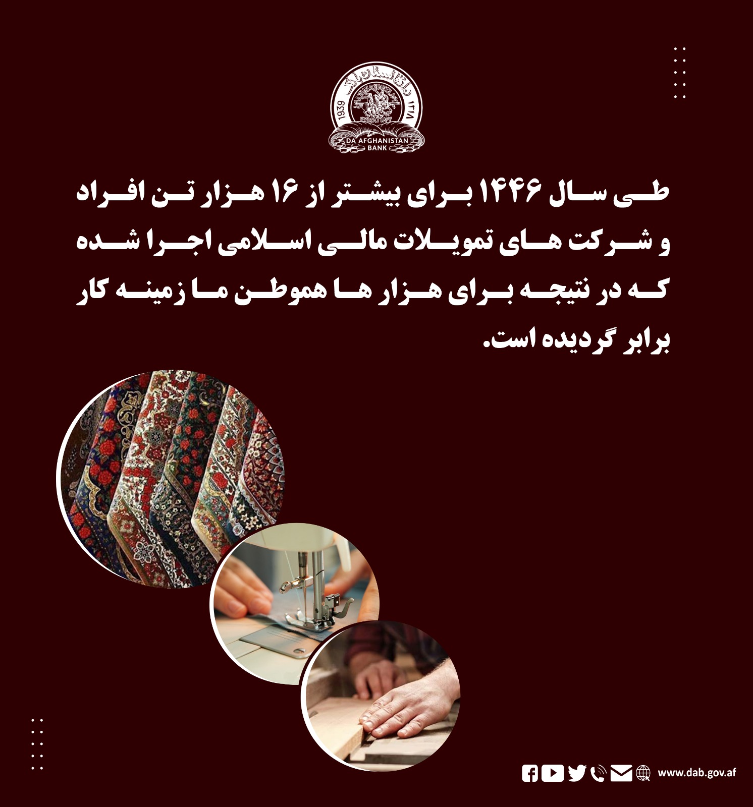 د ۱۴۴۶ کال په اوږدو کې له ۱۶ زرو څخه زیاتو اشخاصو او شرکتونو اسلامی مالي تمویلونه اجراء شو‎ي دي