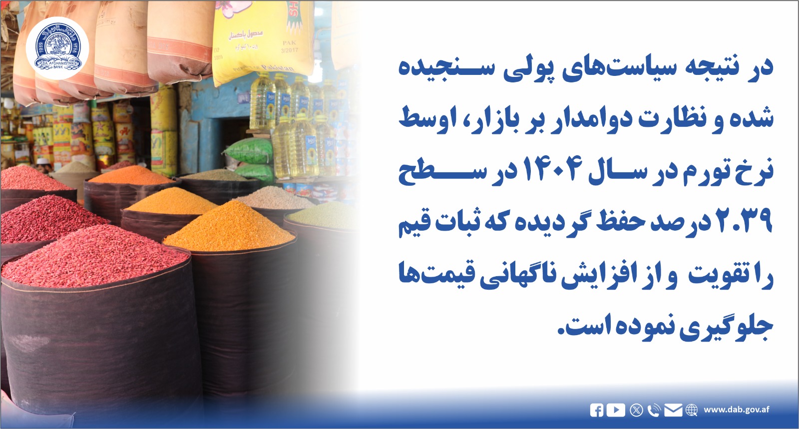 در نتجه سیاست های پولی سنجیده شده و نظارت دوامدار بر بازار