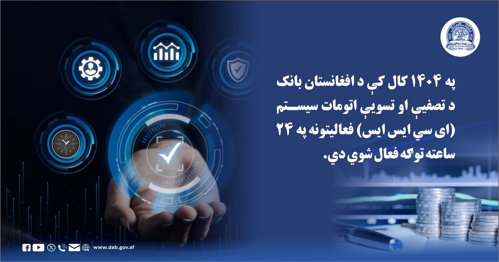 په ۱۴۰۴ کال کې د افغانستان بانک د تصفیې او تسویې اتومات سیتم 